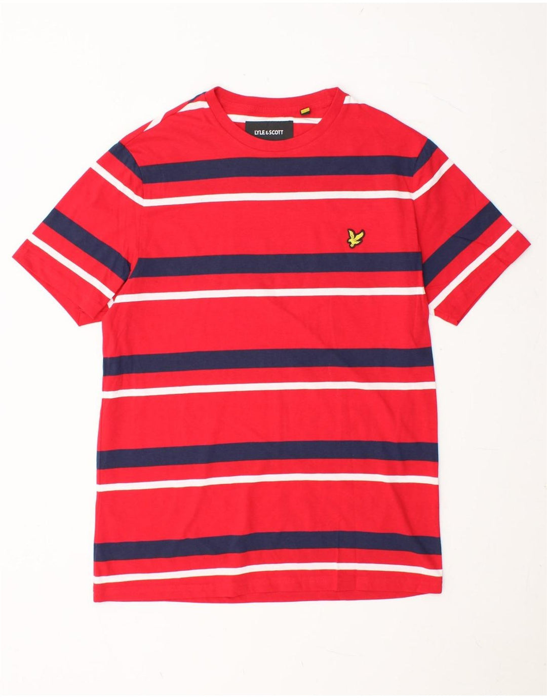 LYLE & SCOTT Mens T-Shirt Top Medium Red Striped Cotton