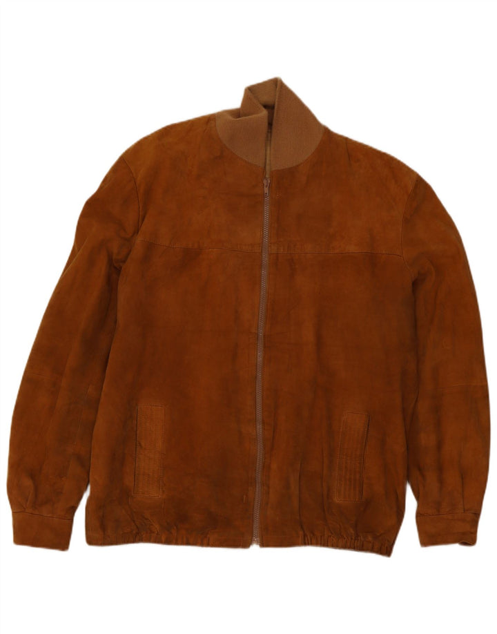 Vintage Mens Suede Bomber Jacket IT 52 XL Beige