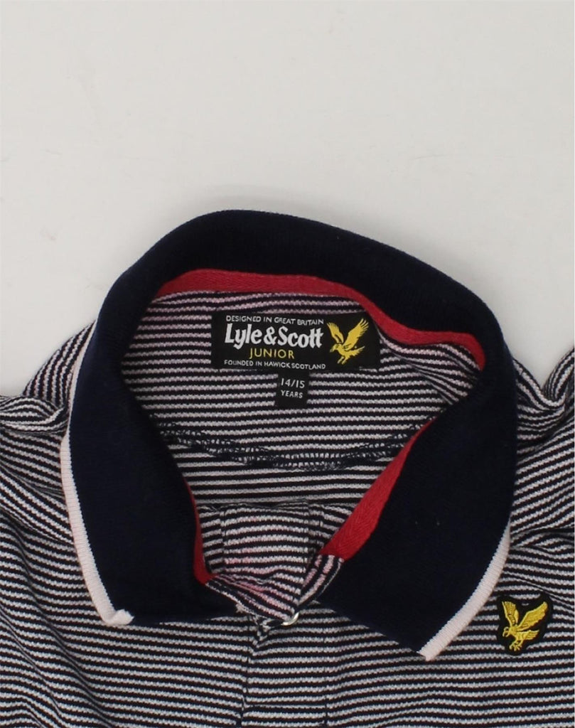 LYLE & SCOTT Boys Polo Shirt 14-15 Years Black Striped | Vintage Lyle & Scott | Thrift | Second-Hand Lyle & Scott | Used Clothing | Messina Hembry 