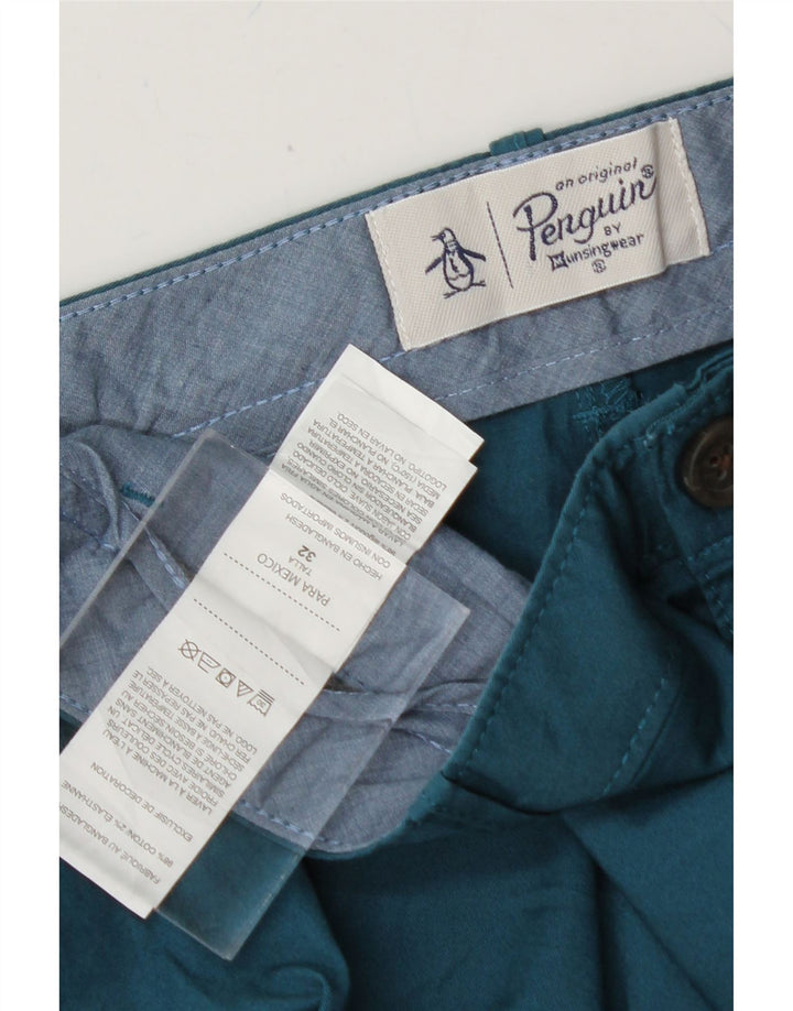 PENGUIN Mens Chino Shorts W32 Medium  Blue Cotton Vintage Penguin and Second-Hand Penguin from Messina Hembry 