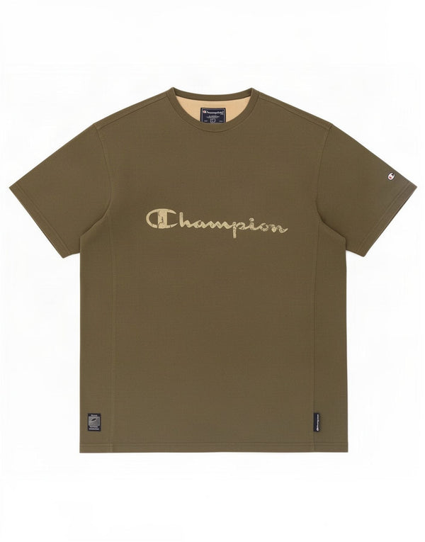 Champion Mens Graphic T-Shirt Top Large Khaki Cotton