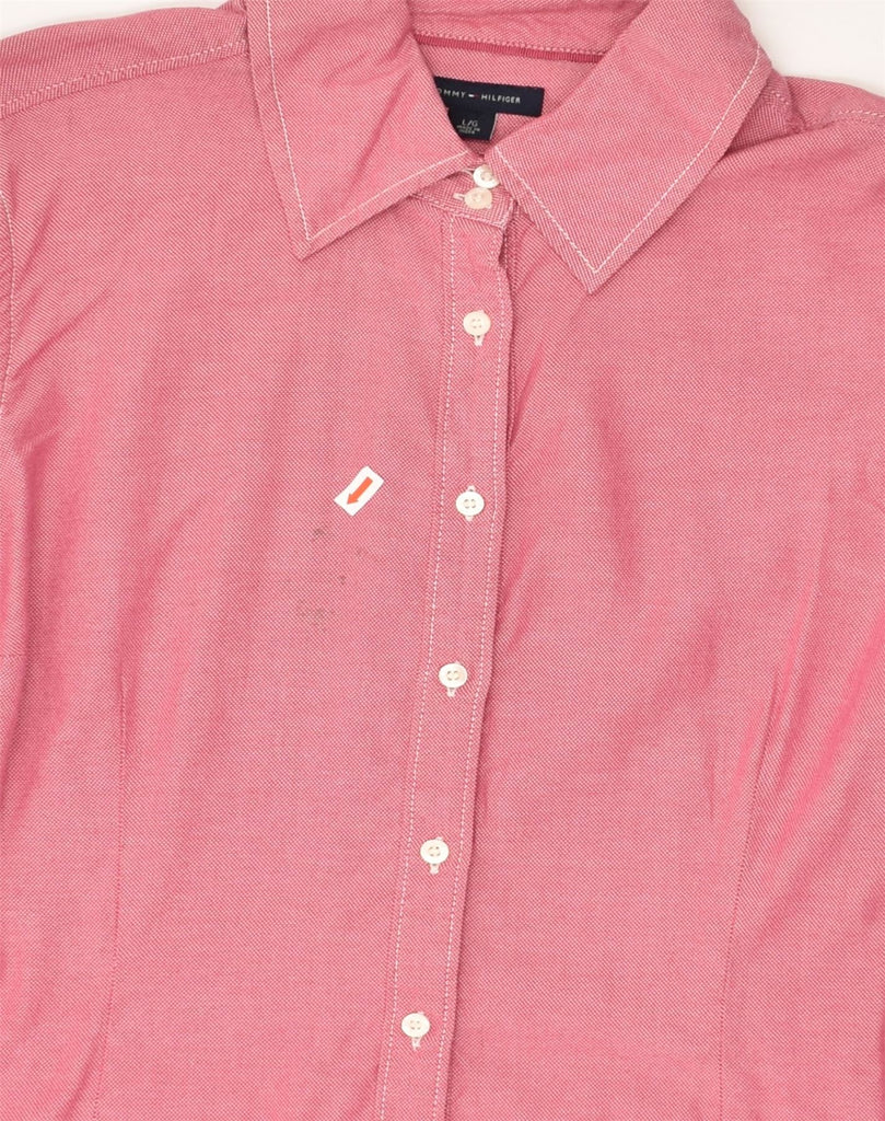 TOMMY HILFIGER Womens Shirt UK 16 Large Pink Cotton | Vintage Tommy Hilfiger | Thrift | Second-Hand Tommy Hilfiger | Used Clothing | Messina Hembry 