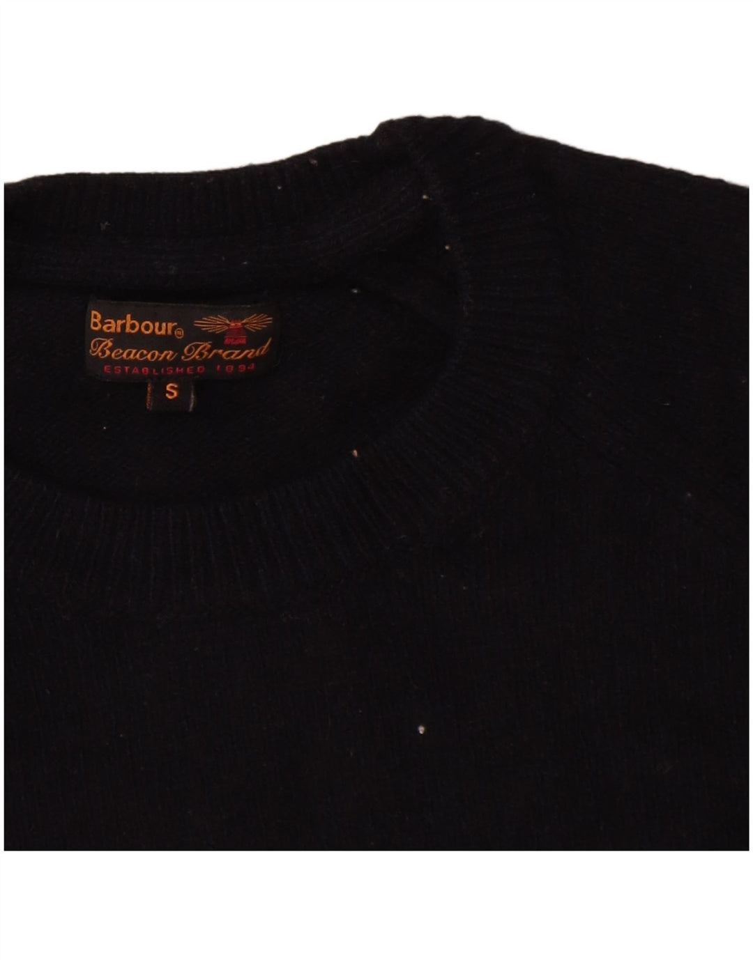 Barbour Mens Crew Neck Jumper Sweater Small Navy Blue Wool