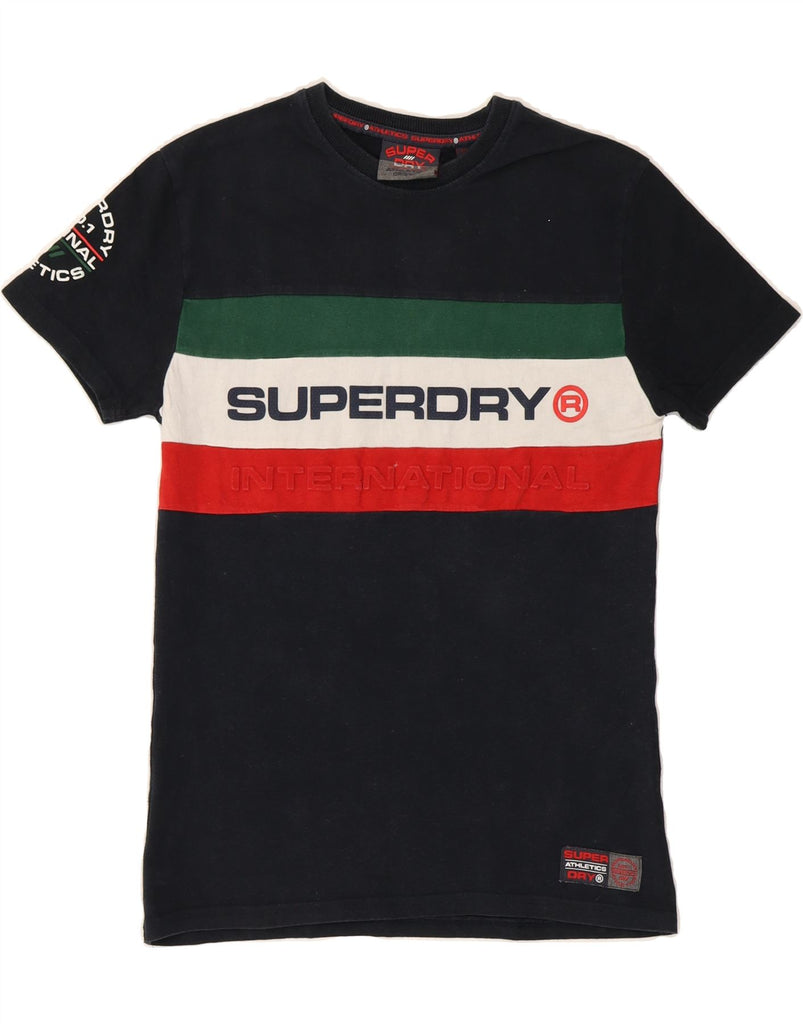 SUPERDRY Mens Graphic T-Shirt Top XS Black Colourblock Cotton Vintage Superdry and Second-Hand Superdry from Messina Hembry 