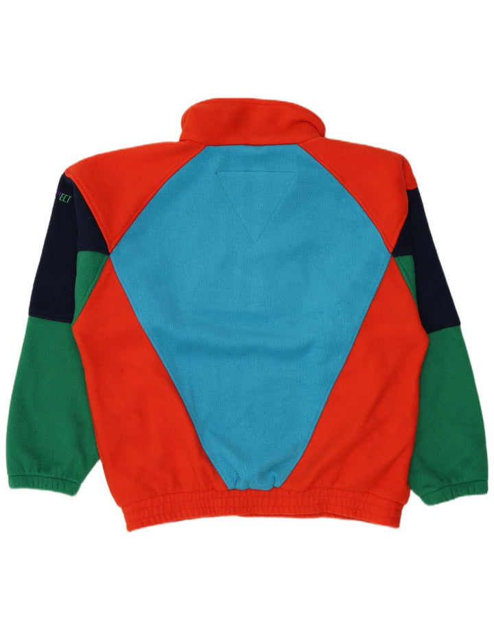 Vintage Mens Zip Neck Fleece Jumper Large Multicoloured Colourblock
