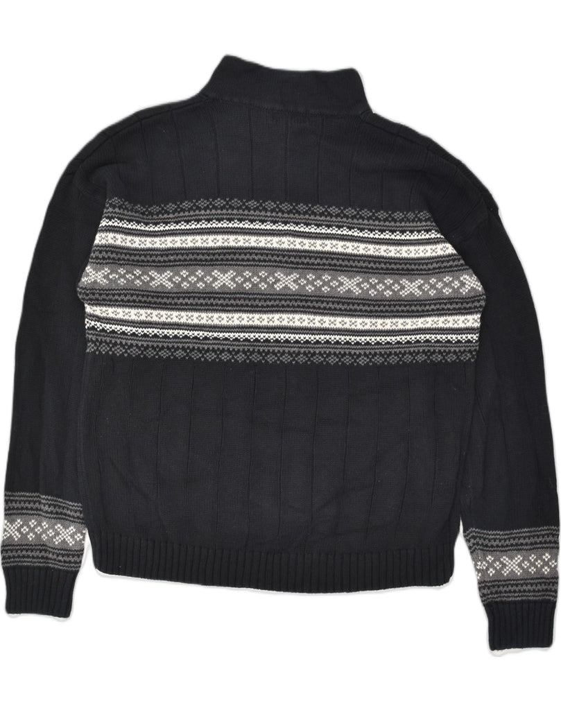 DOCKERS Mens Zip Neck Jumper Sweater Large Black Fair Isle Cotton | Vintage Dockers | Thrift | Second-Hand Dockers | Used Clothing | Messina Hembry 