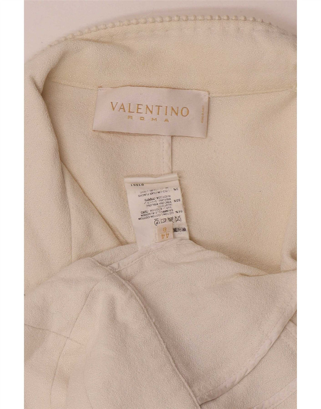 Valentino Womens Crop 1 Button Blazer Jacket IT 44 Medium Off White Cotton