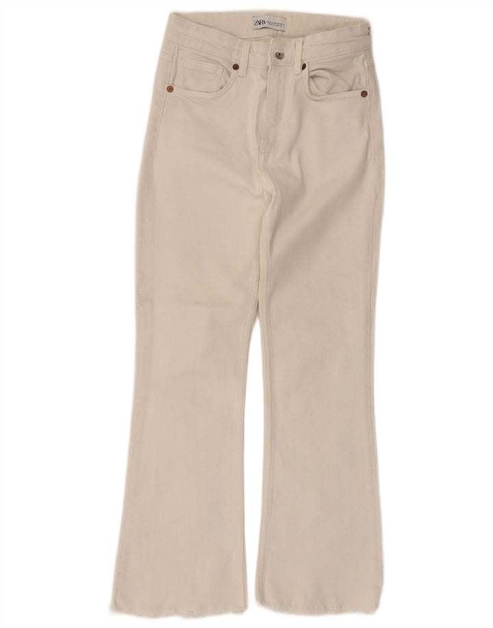 Zara Womens Flared Jeans EU 36 XS W26 L25 White Cotton