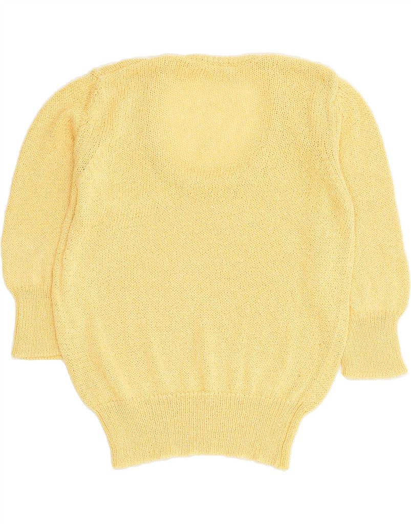 VINTAGE Womens 3/4 Sleeve Boat Neck Jumper Sweater UK 12 Medium Yellow | Vintage Vintage | Thrift | Second-Hand Vintage | Used Clothing | Messina Hembry 