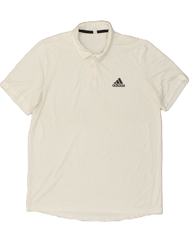 ADIDAS Mens Polo Shirt Large White | Vintage Adidas | Thrift | Second-Hand Adidas | Used Clothing | Messina Hembry 