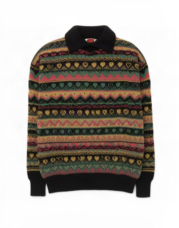 Benetton Womens Polo Neck Jumper Sweater IT 46 Large Multicoloured
