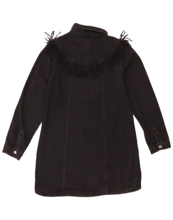 Zara Girls Denim Shirt Dress 13-14 Years Black Cotton