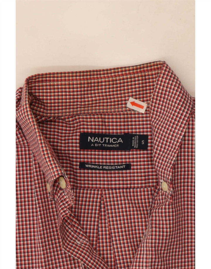Nautica Mens Shirt Small Red Gingham Cotton