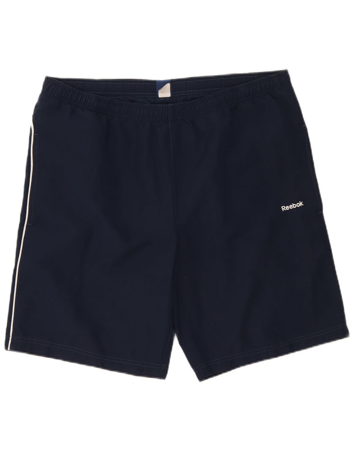 Reebok Mens Sport Shorts Large Navy Blue Polyester