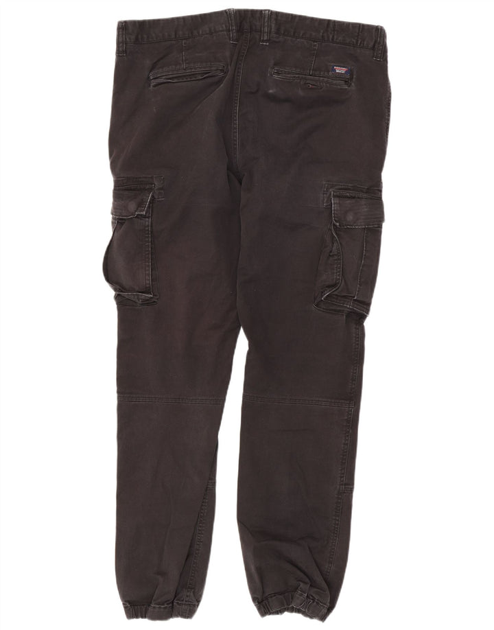 Superdry Mens Joggers Cargo Trousers W36 L30 Black Cotton