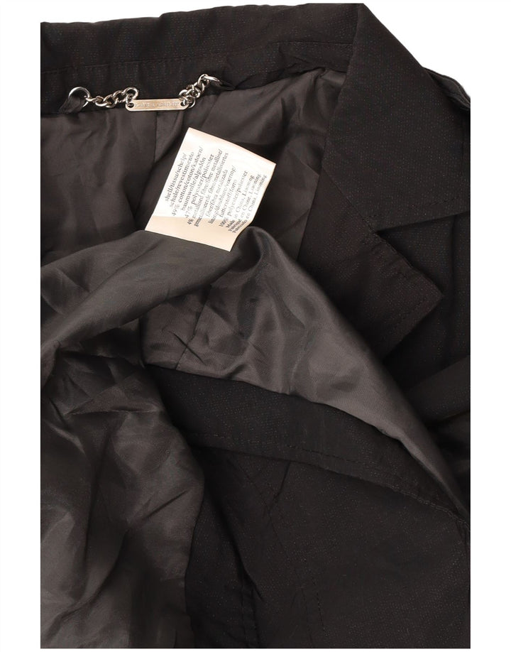 Laura Ashley Womens Trench Coat UK 14 Medium Black Cotton
