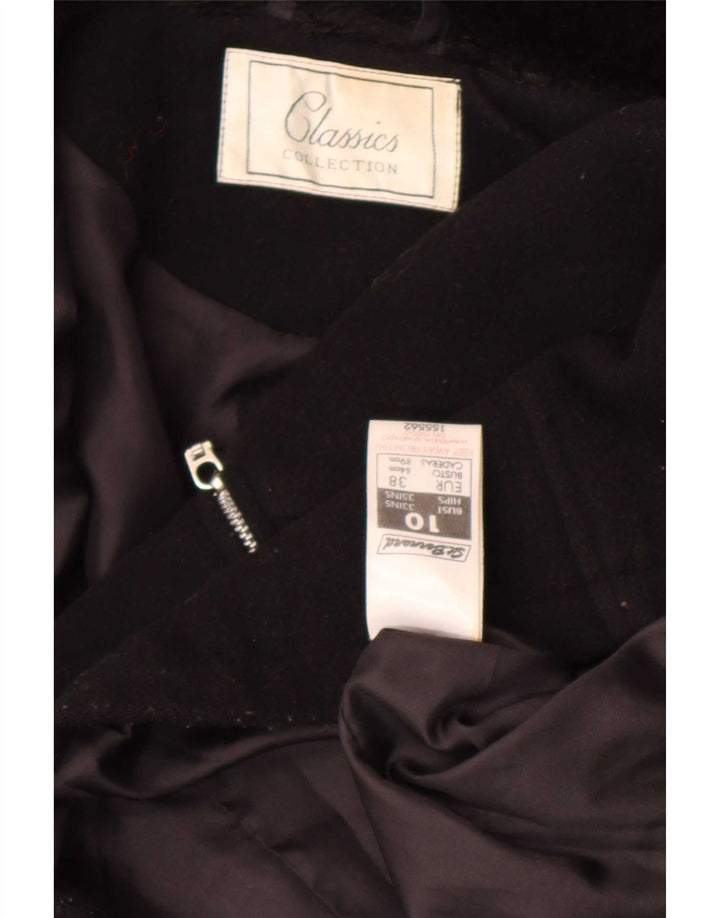 St. Bernard Womens Full Zip Overcoat UK 10 Small Black Wool