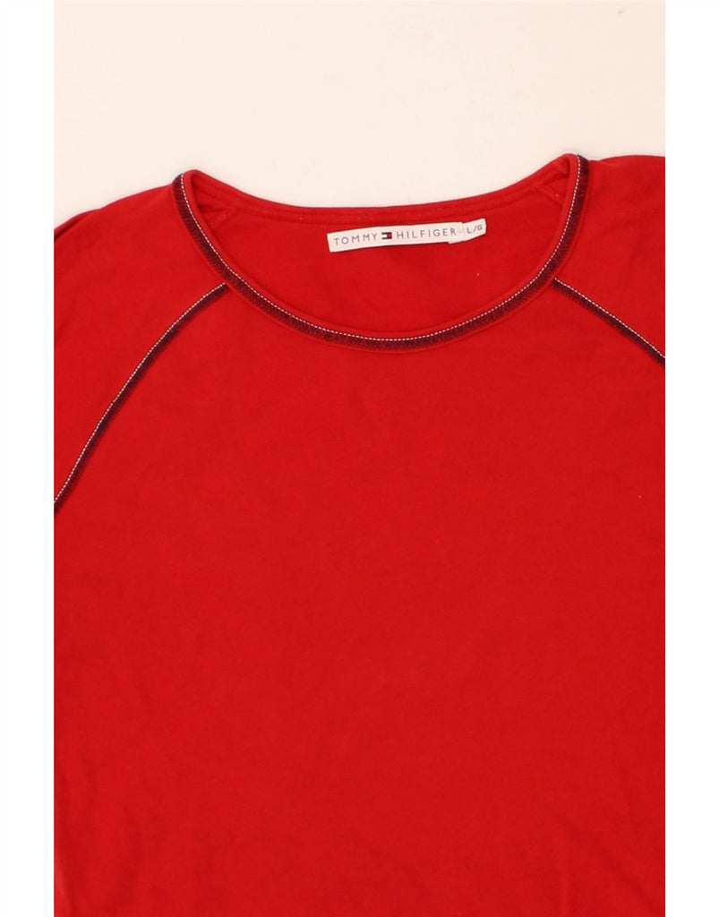 TOMMY HILFIGER Womens Top Long Sleeve UK 14 Large Red Cotton Vintage Tommy Hilfiger and Second-Hand Tommy Hilfiger from Messina Hembry 