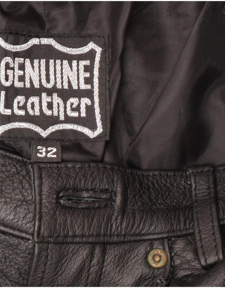 Vintage Mens Leather Trousers W34 L34 Black