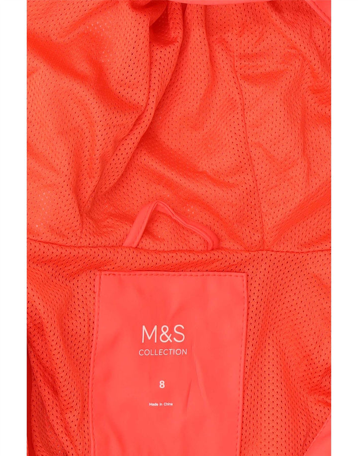 Marks & Spencer Womens Hooded Oversized Rain Jacket UK 8 Small Orange