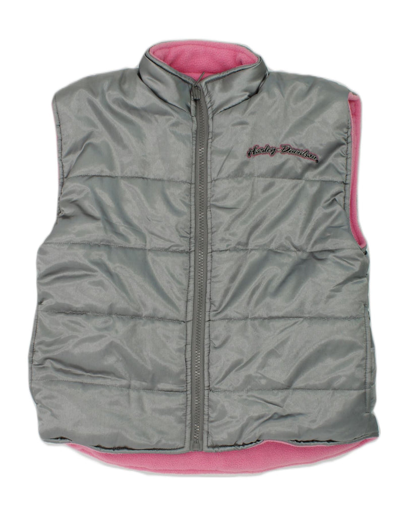 HARLEY DAVIDSON Girls Reversible Padded Gilet 3-4 Years Grey Polyester | Vintage Harley Davidson | Thrift | Second-Hand Harley Davidson | Used Clothing | Messina Hembry 