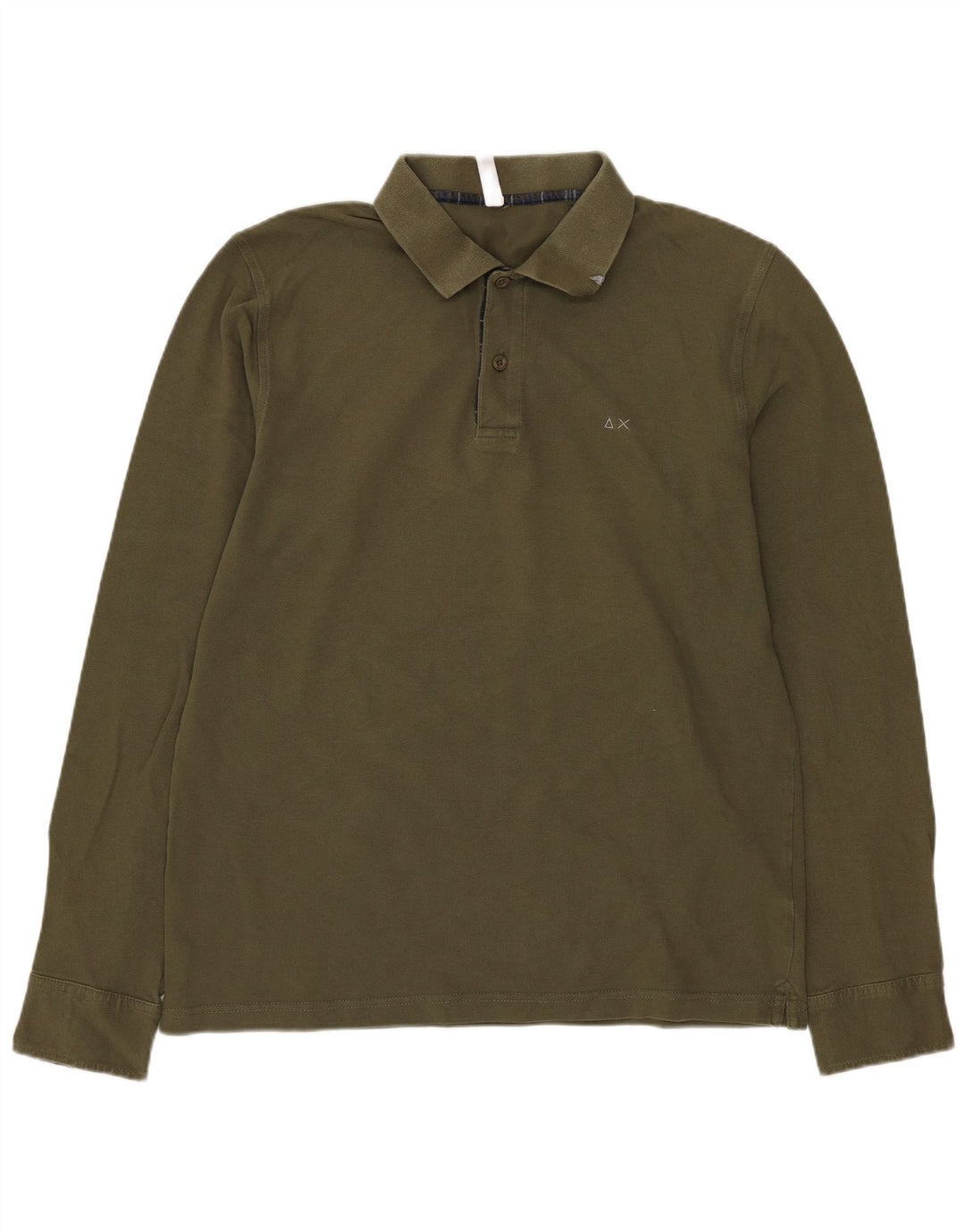 Sun68 Mens Long Sleeve Polo Shirt Large Khaki Cotton