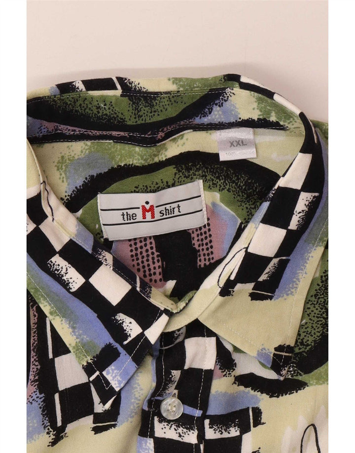Vintage Mens Short Sleeve Shirt 2XL Multicoloured Geometric Viscose