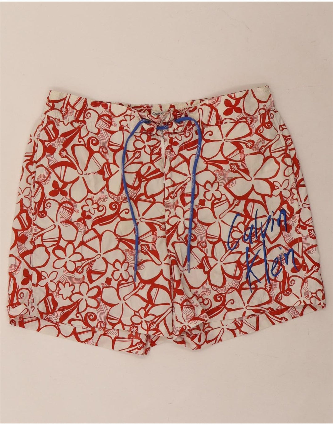 Calvin Klein Mens Graphic Swimming Shorts Medium  Red Floral Nylon