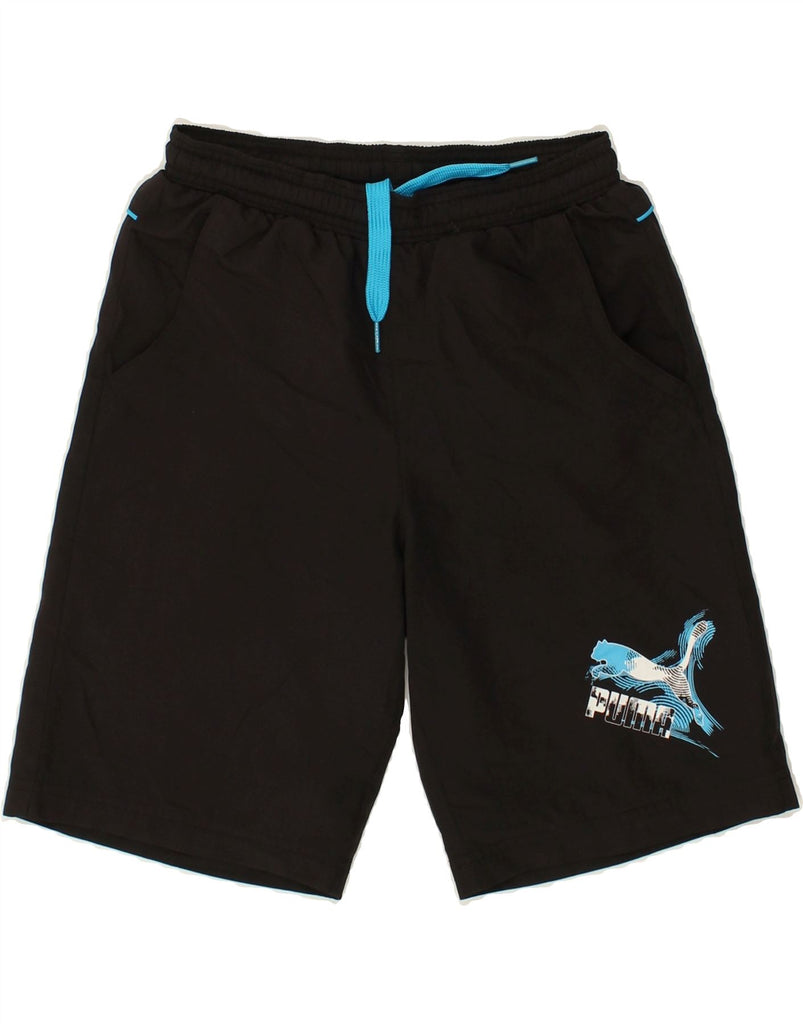 PUMA Boys Graphic Sport Shorts 11-12 Years Black Polyester | Vintage Puma | Thrift | Second-Hand Puma | Used Clothing | Messina Hembry 