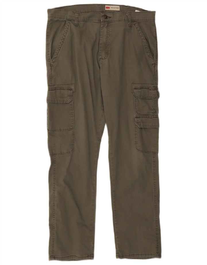 WRANGLER Mens Regular Tapered Cargo Trousers W34 L30 Khaki Cotton