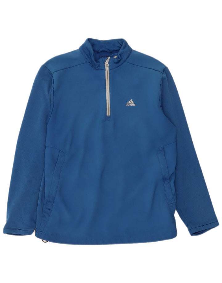 Adidas Mens Climawarm Zip Neck Sweatshirt Jumper Small Blue Polyester