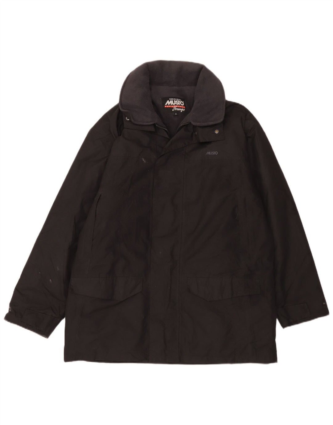 Musto Mens Hooded Parka Jacket UK 38 Medium Black Polyester