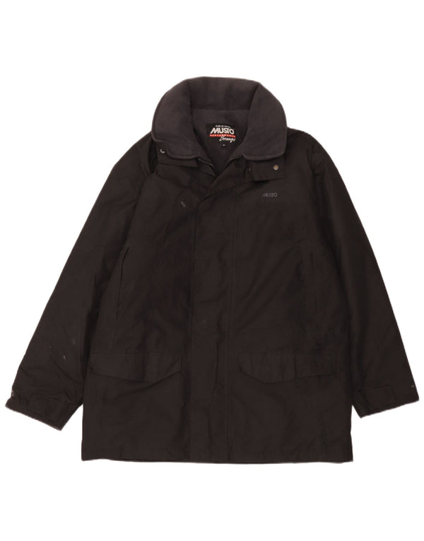 Musto Mens Hooded Parka Jacket UK 38 Medium Black Polyester