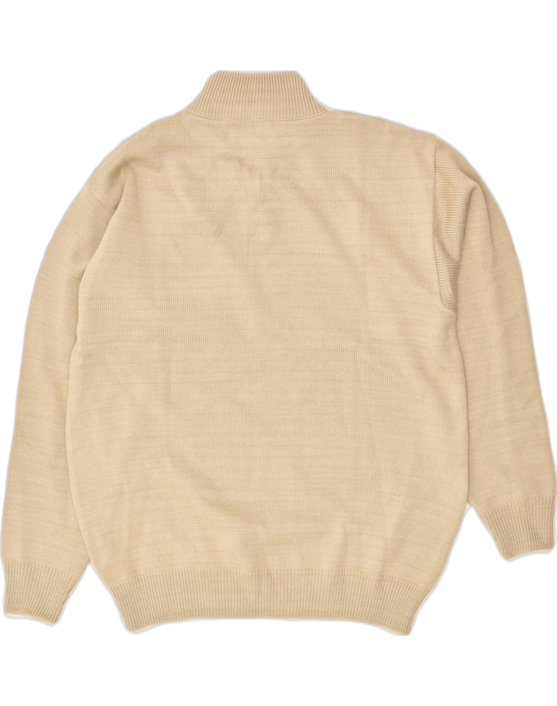 VINTAGE Mens Zip Neck Jumper Sweater XL Beige Acrylic | Vintage Vintage | Thrift | Second-Hand Vintage | Used Clothing | Messina Hembry 