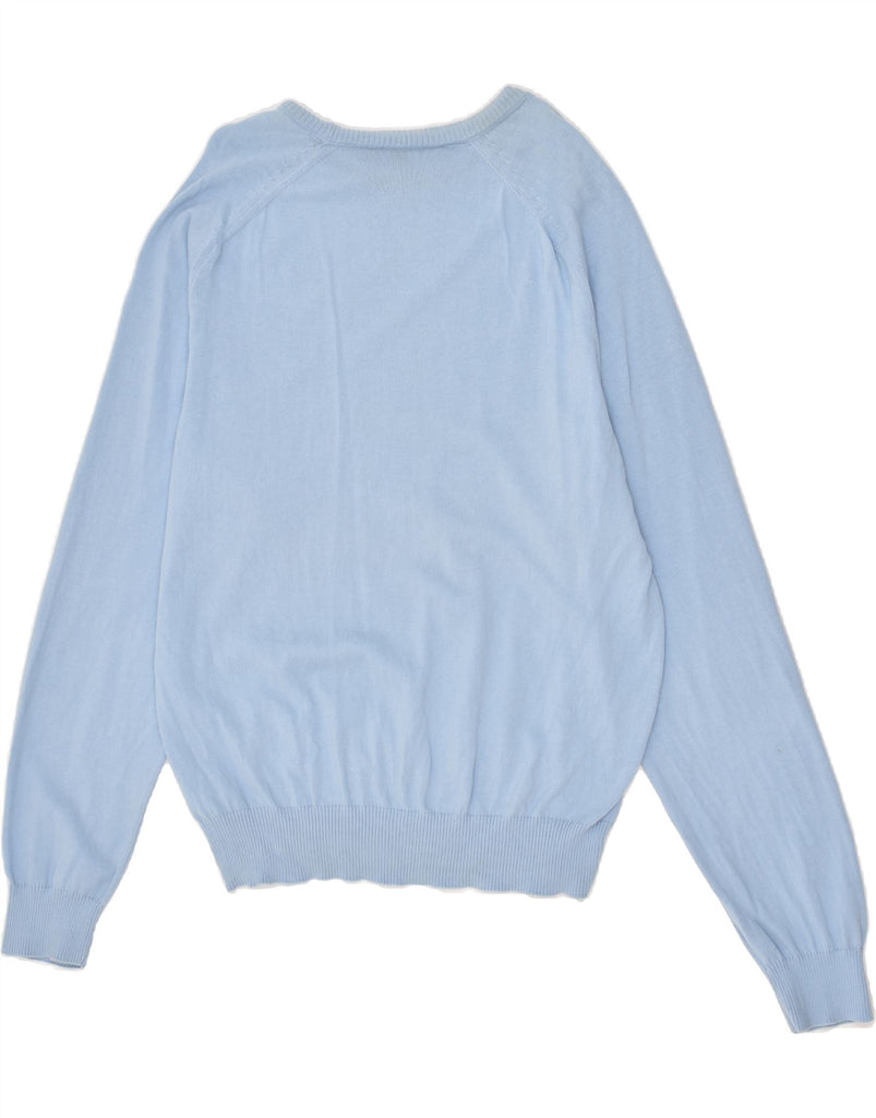 AQUASCUTUM Womens V-Neck Jumper Sweater UK 18 XL Blue Cotton | Vintage Aquascutum | Thrift | Second-Hand Aquascutum | Used Clothing | Messina Hembry 