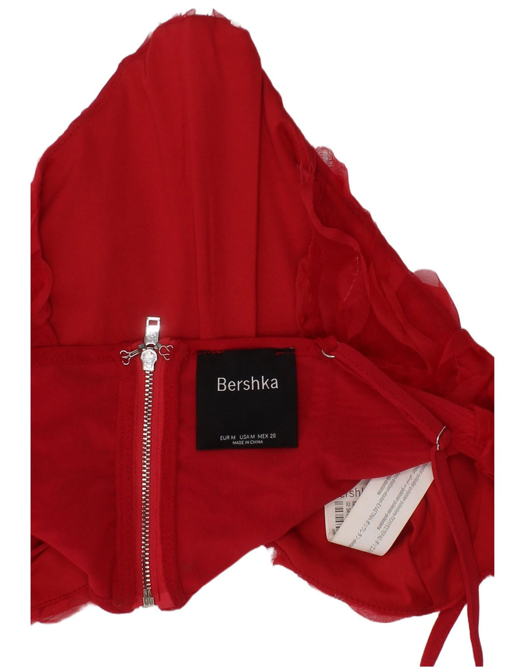 Bershka Womens Crop Corset Top Medium Red Polyester Festival