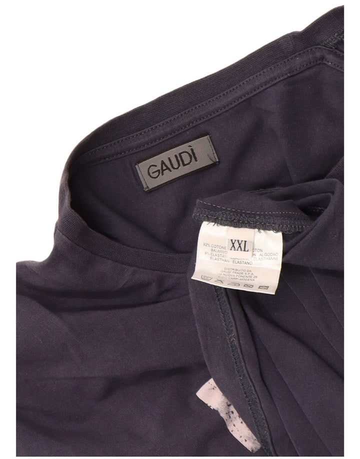 Gaudi Mens Graphic Top Long Sleeve 2XL Navy Blue Cotton