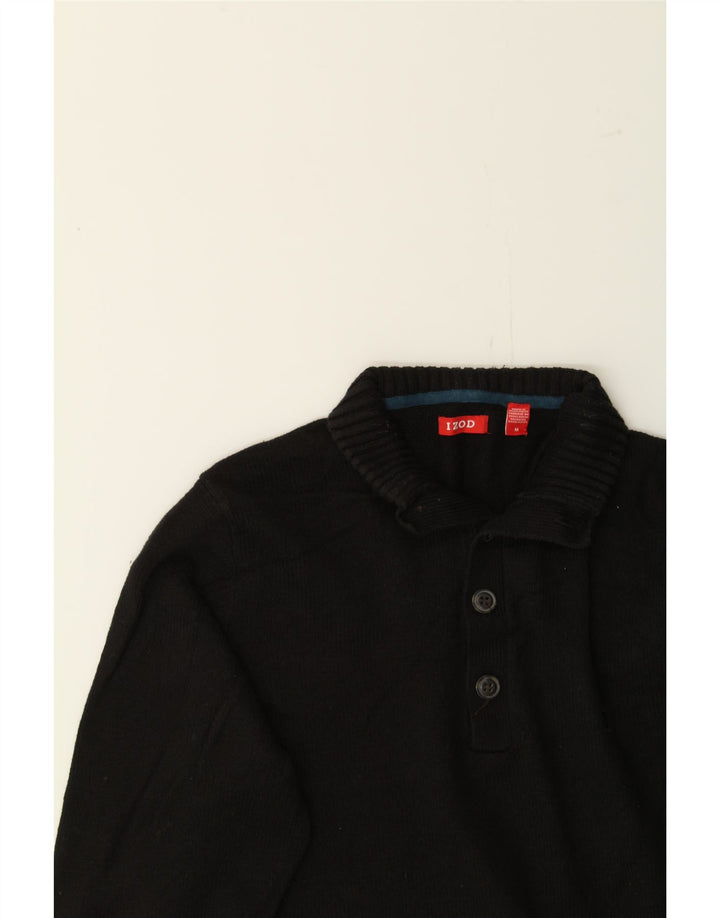 IZOD Mens Polo Neck Jumper Sweater Medium Black Cotton Vintage Izod and Second-Hand Izod from Messina Hembry 