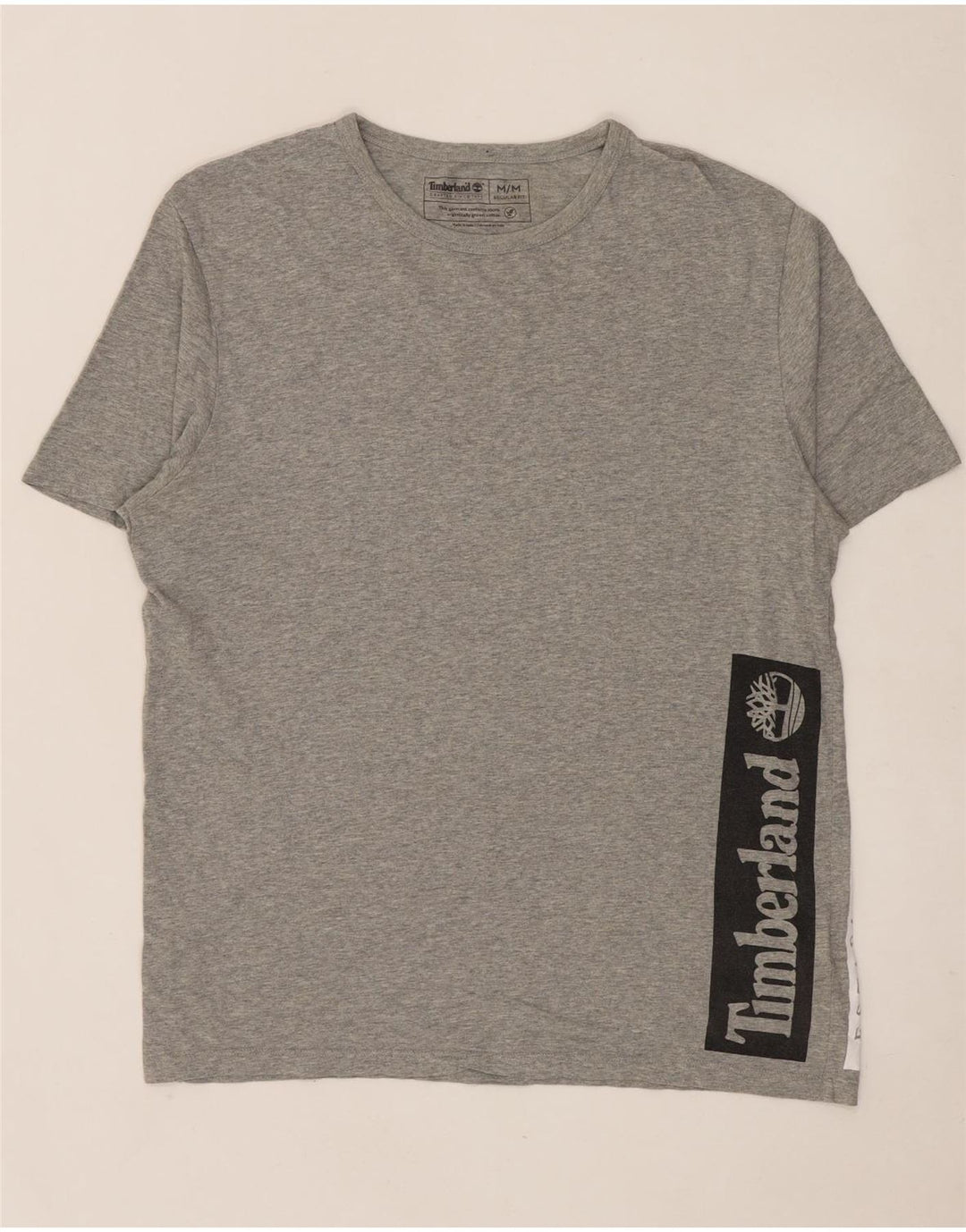 TIMBERLAND Mens Regular Fit Graphic T-Shirt Top Medium Grey Flecked Cotton