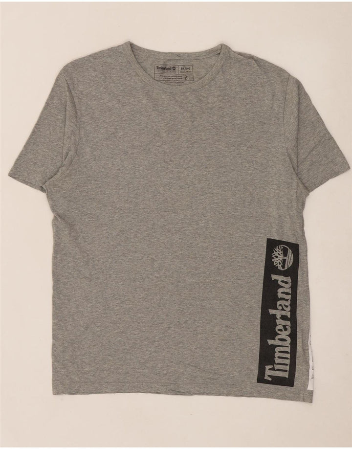 TIMBERLAND Mens Regular Fit Graphic T-Shirt Top Medium Grey Flecked Cotton