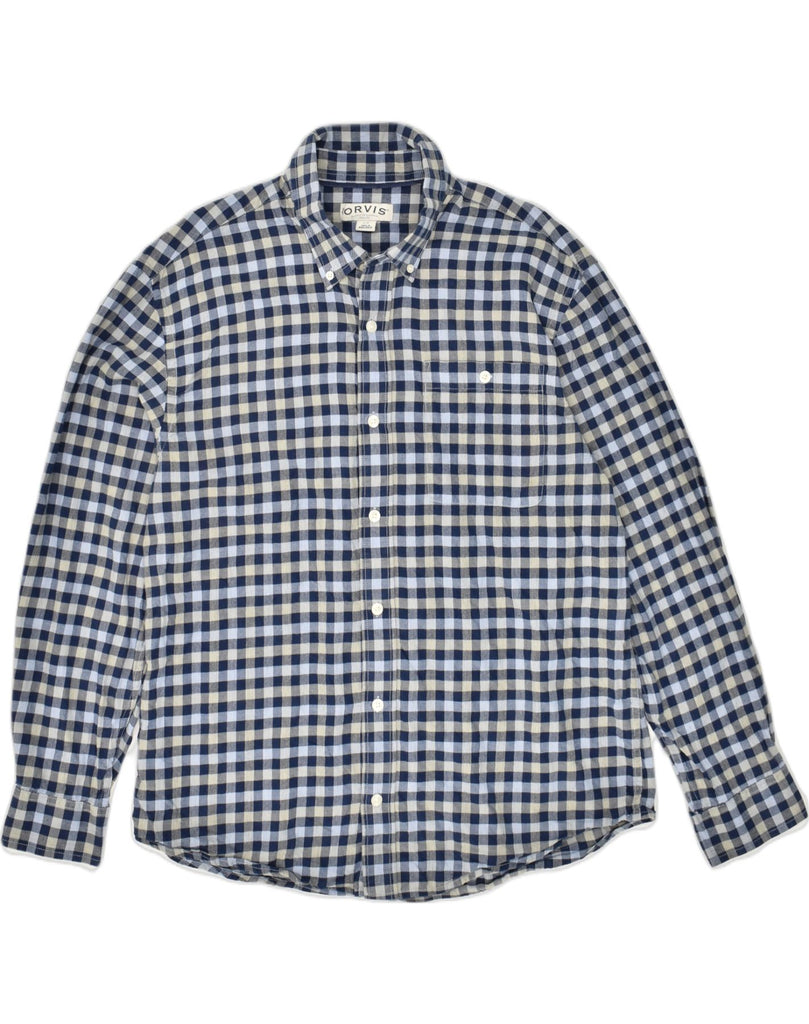 ORVIS Mens Shirt Large Blue Check Cotton | Vintage Orvis | Thrift | Second-Hand Orvis | Used Clothing | Messina Hembry 