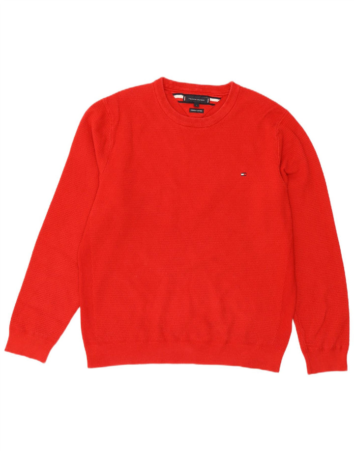Tommy Hilfiger Mens Crew Neck Jumper Sweater Large Red Cotton