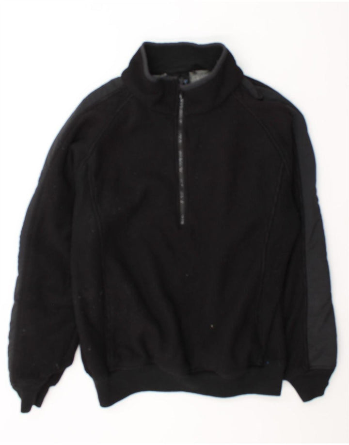 Dickies Mens Zip Neck Fleece Jumper XL Black Polyester