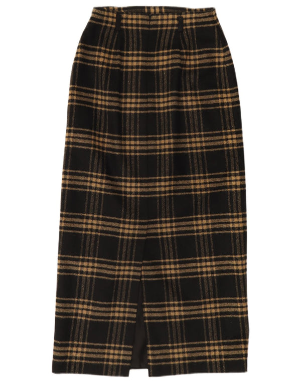 Michel Boyard Womens High Waist Maxi Skirt UK 10 Small W26 Black Check