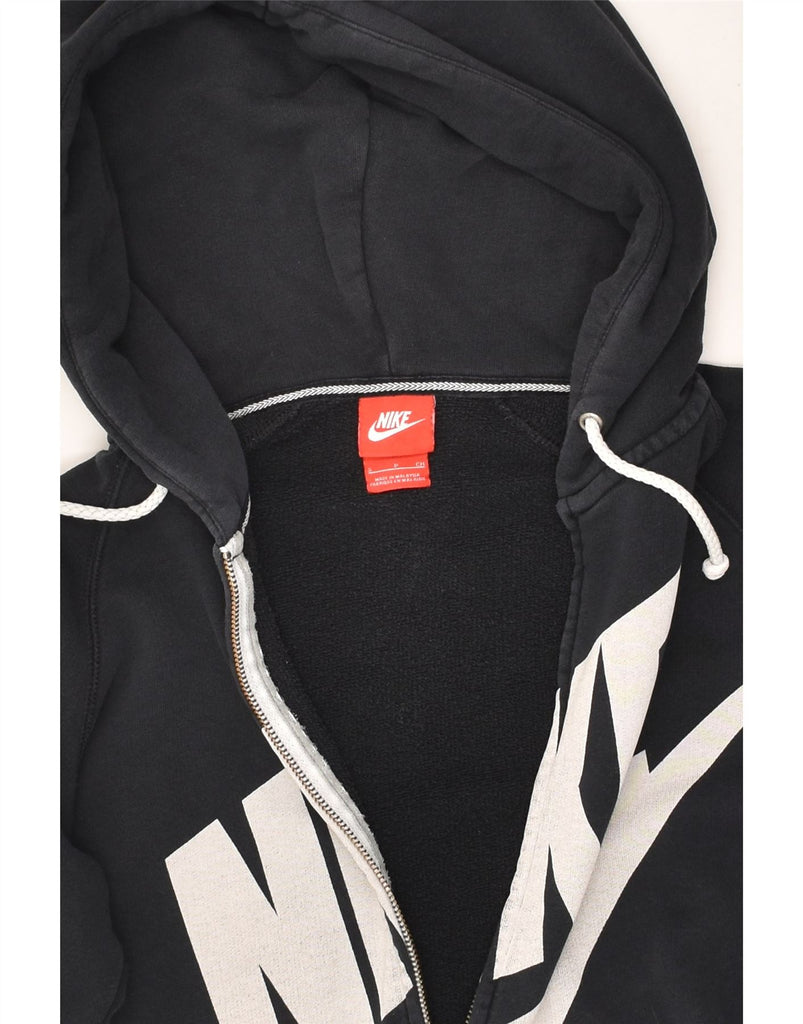 NIKE Womens Graphic Zip Hoodie Sweater UK 10 Small Navy Blue Cotton | Vintage Nike | Thrift | Second-Hand Nike | Used Clothing | Messina Hembry 