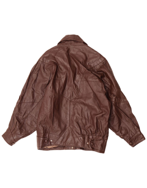 Vintage Womens Leather Jacket UK 14 Large Brown