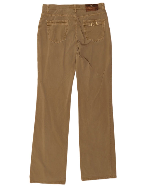 Trussardi Womens Bootcut Casual Trousers IT 46 Large W30 L32 Khaki Cotton