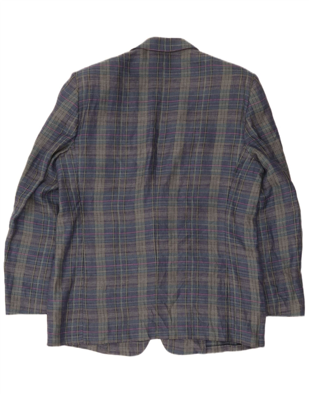 Principles Mens 2 Button Blazer Jacket UK 40 Large Navy Blue Check Linen