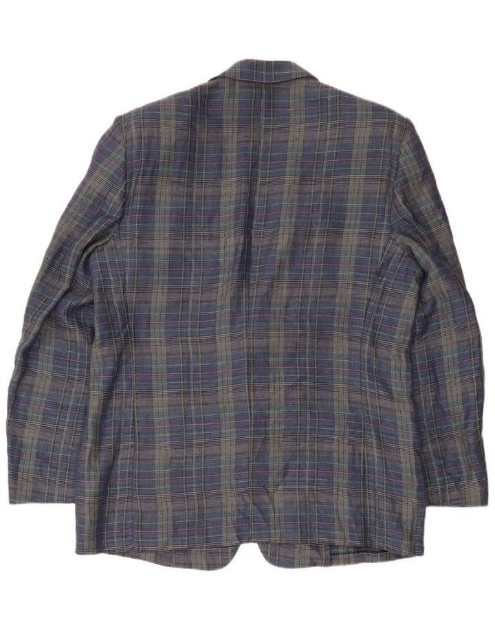 Principles Mens 2 Button Blazer Jacket UK 40 Large Navy Blue Check Linen