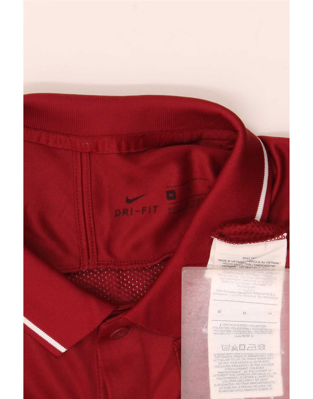 Nike Mens Dri Fit Polo Shirt Medium Burgundy Striped Polyester